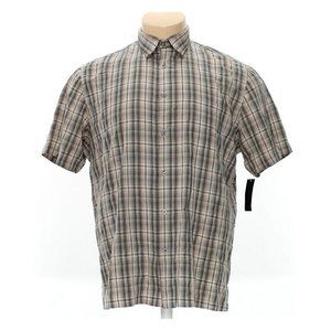 NWT Via Europa Mens Shirt Plaid Short Sleeve XXL